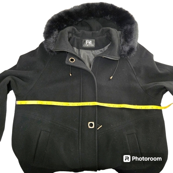 FS Limited Women's 2X Plus Size 100% Wool Black Lined Coat Excellent Condition - Picture 7 of 14